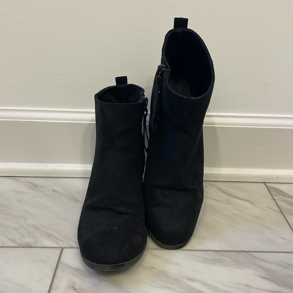 Black Suede Booties. Lightly Worn
